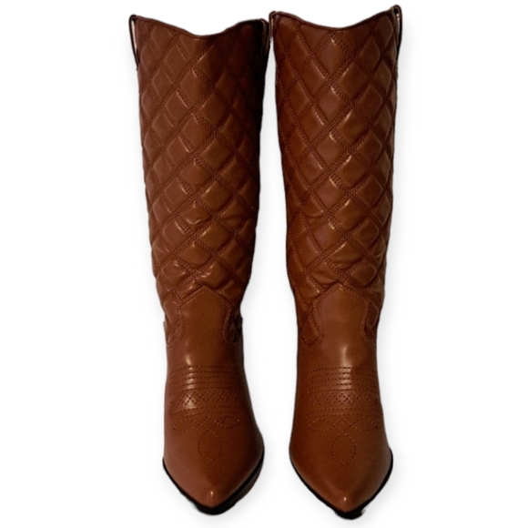 Quilted Western Boots Brown Size 8.5 - Picture 7 of 8